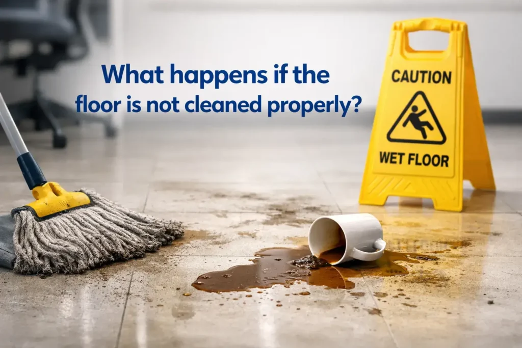 Peeling and blistering paint on a concrete floor caused by poor cleaning and inadequate surface preparation before painting.