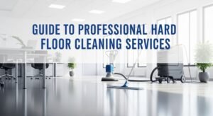 Professional hard floor cleaning services expert performing deep cleaning on commercial flooring