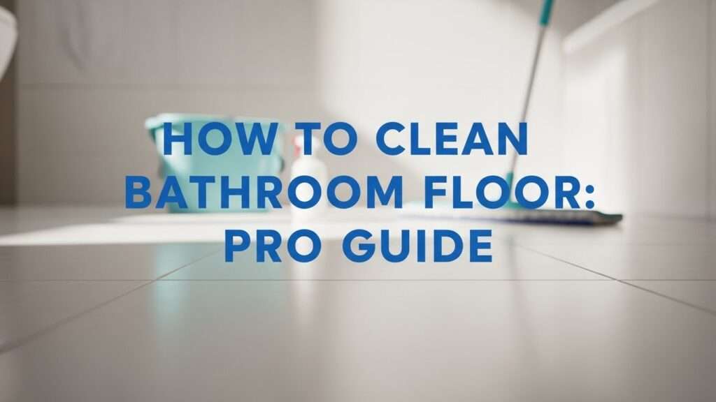 Modern bathroom with spotless floor and subtle cleaning tools