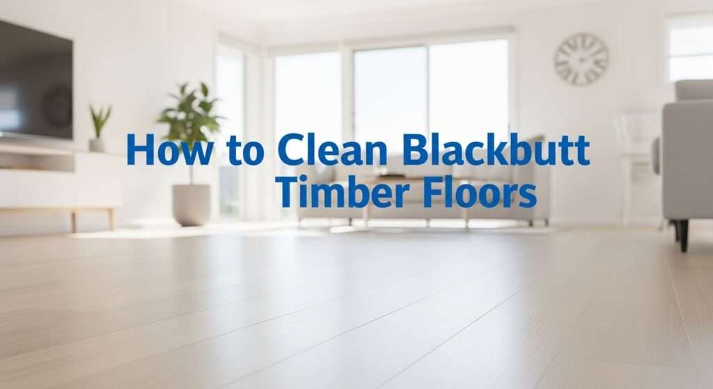 Clean Blackbutt timber floor in a modern living room with natural lighting.