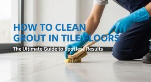 Professional technician cleaning grout on tile floors for spotless results.