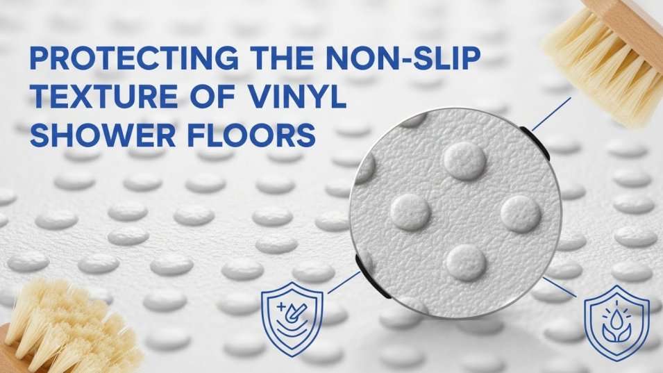 protecting non-slip texture of vinyl shower floors.