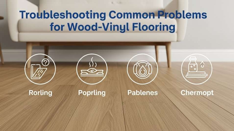 Icons showing common vinyl flooring problems like haze and scratches.