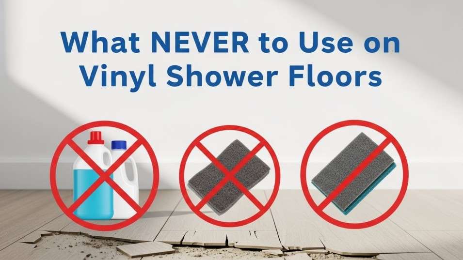 listing items to avoid on vinyl shower floors.