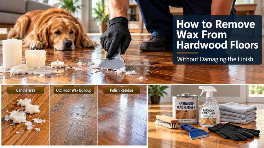removing hardened candle wax from polished hardwood flooring