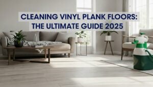 Professional thumbnail showing a clean vinyl plank floor in a modern living room with soft lighting.