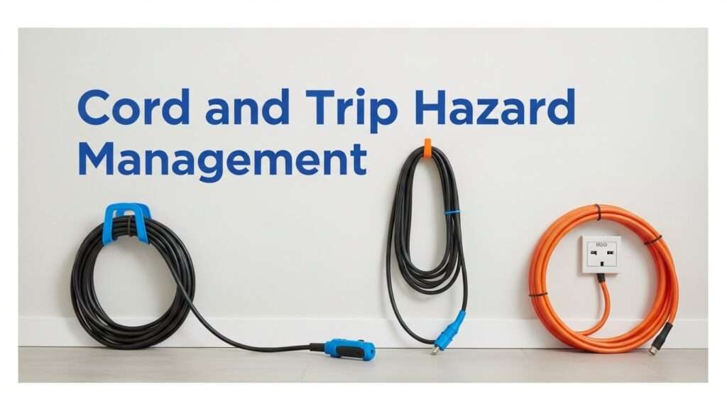 Organized cords and hoses arranged safely for DIY pressure cleaning.