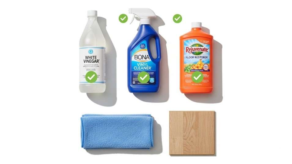 Safer alternatives to dish soap for vinyl floors: vinegar, Bona, Rejuvenate