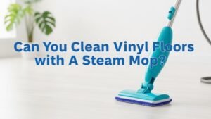 Professional blog thumbnail for vinyl floor cleaning with steam mop warning