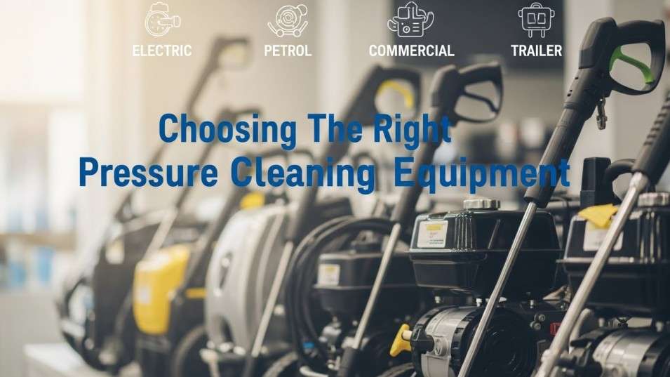 Different pressure cleaner types displayed side by side to compare options