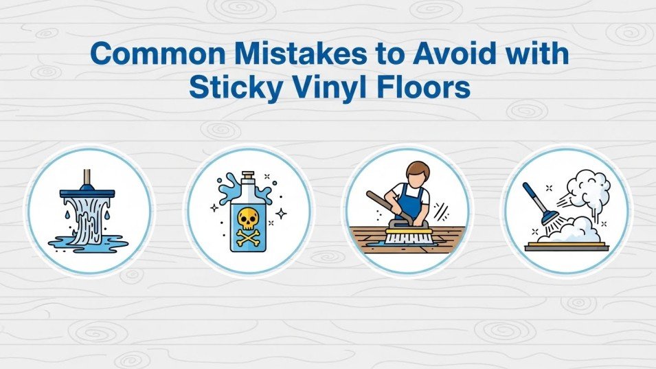 Common mistakes people make when cleaning sticky vinyl floors.