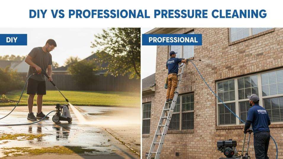 Comparison between DIY pressure cleaning and professional services.