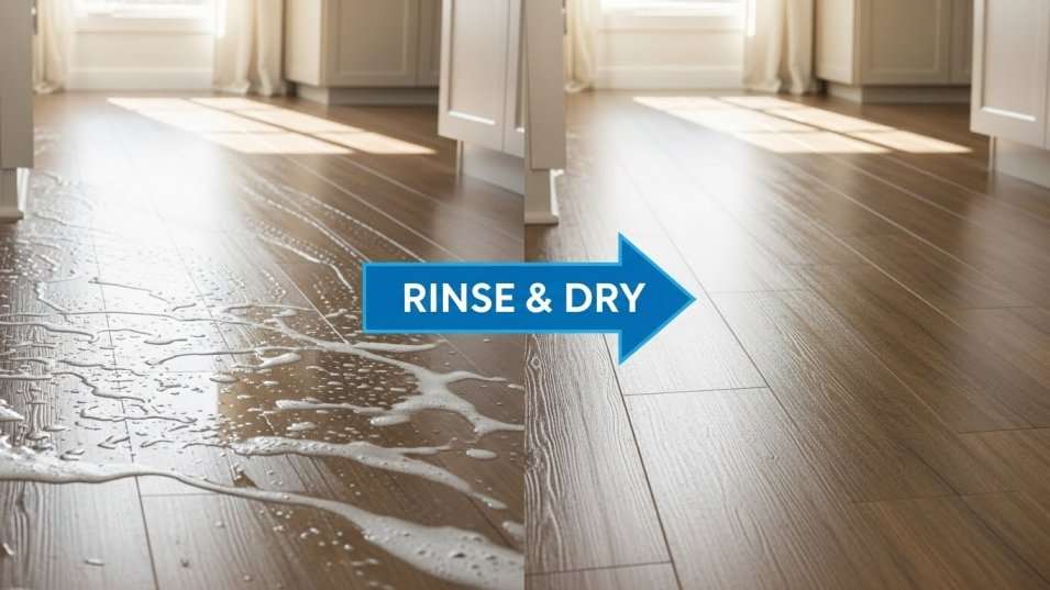 Why rinsing and drying vinyl floors is crucial when using dish soap