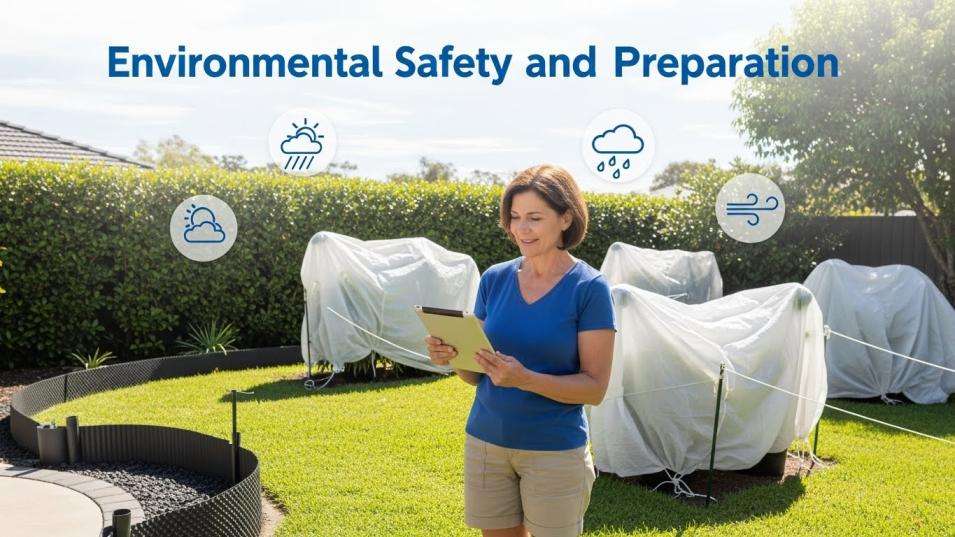 Environmental preparation steps before pressure washing.