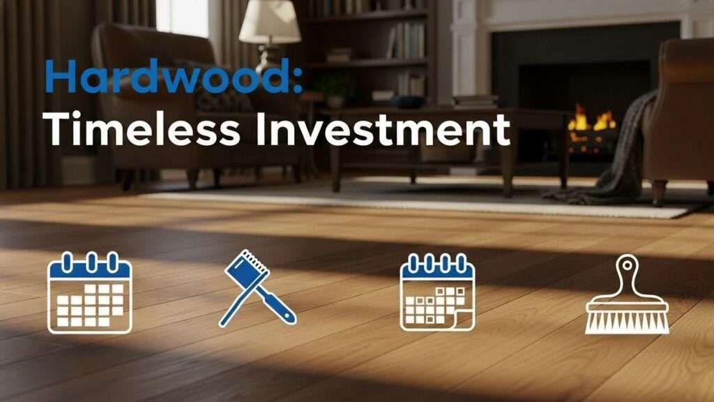 Professional thumbnail of hardwood flooring in a living room, underscoring timeless appeal with title overlay.