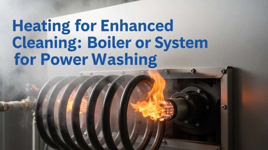 Boiler and burner in hot-water power washer for heating section thumbnail.