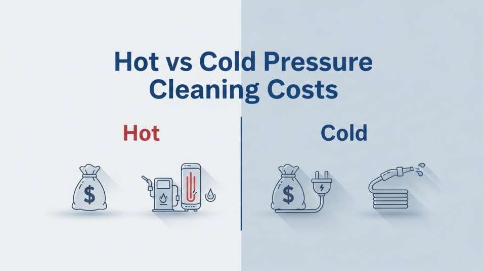 Cost comparison graphic for hot and cold water pressure cleaning.