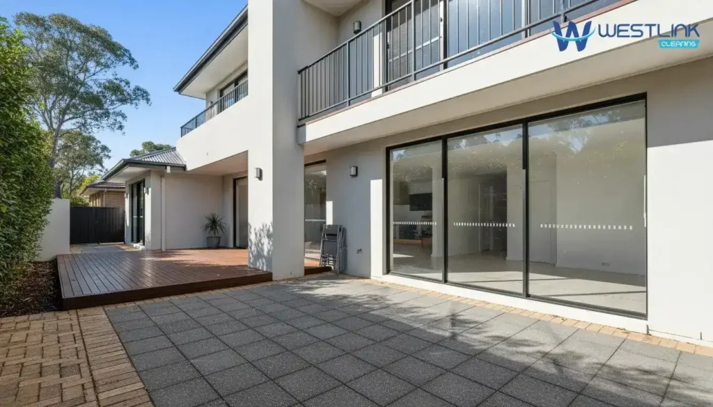 Modern Australian exterior with painted walls, timber, metal, concrete, and glass exposed to outdoor weather.