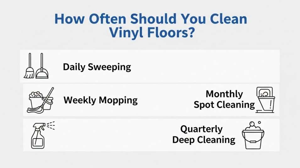 Infographic showing cleaning frequency for vinyl floors.