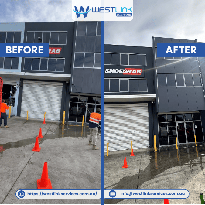 Industrial Window Pressure Cleaning Before & After