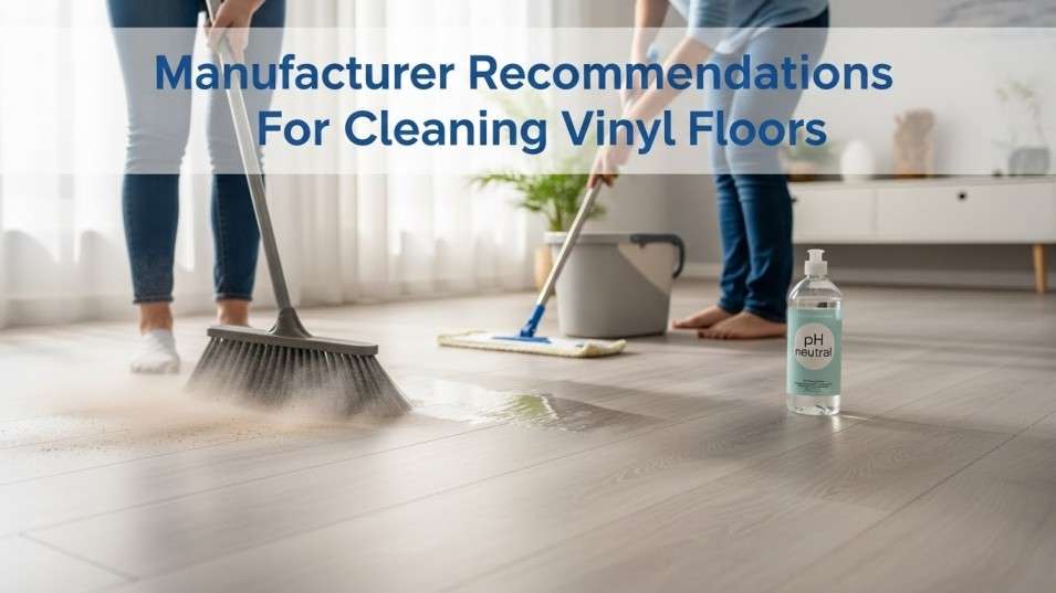 Safe vinyl floor cleaning using microfiber mop and pH-neutral solution