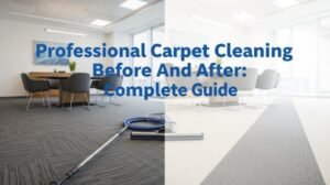 Professional carpet cleaning before and after blog thumbnail showing a bright, refreshed carpet result