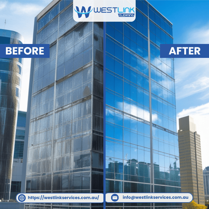 Reflective Glass Finish Restored Before and After
