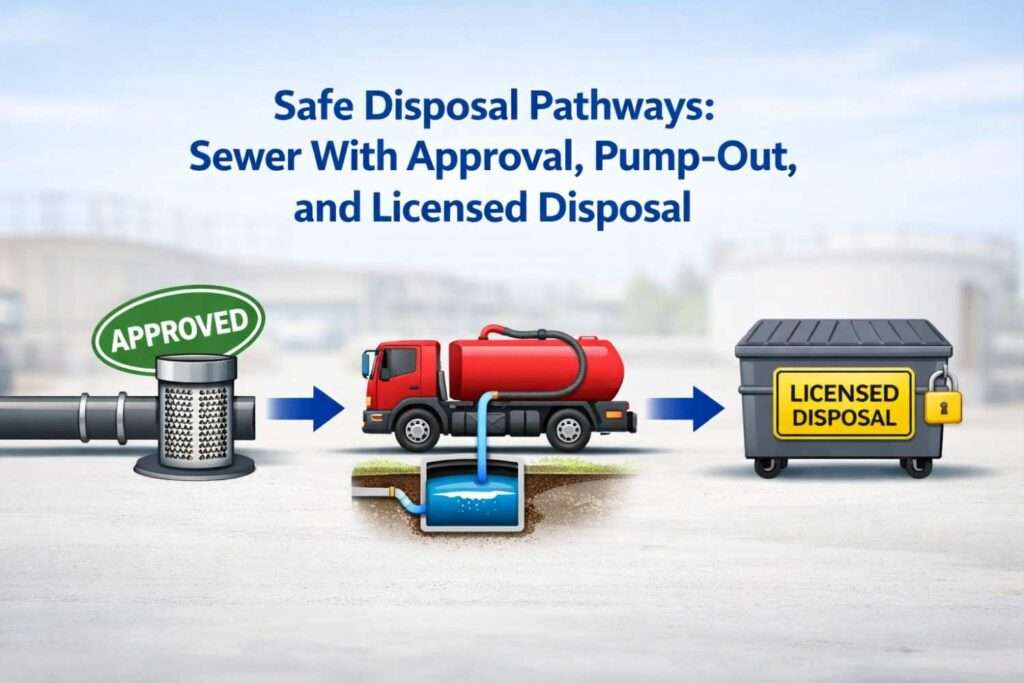 Thumbnail outlining safe disposal options for degreaser wastewater.