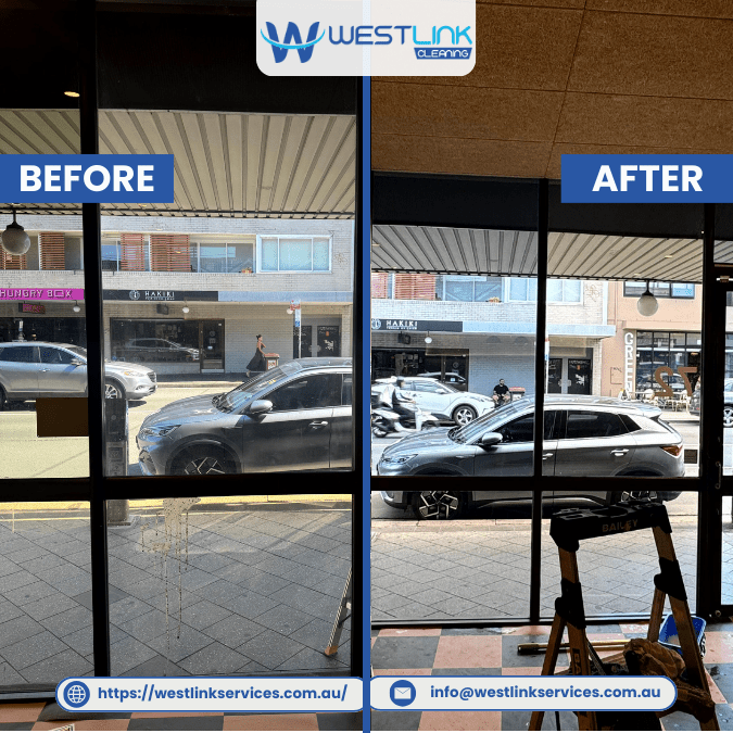 Shop Front Window Pressure Cleaning Before & After