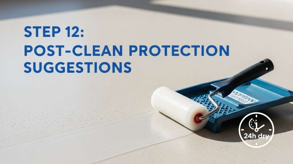 Concrete sealer tools staged beside a clean surface to suggest protection after drying.