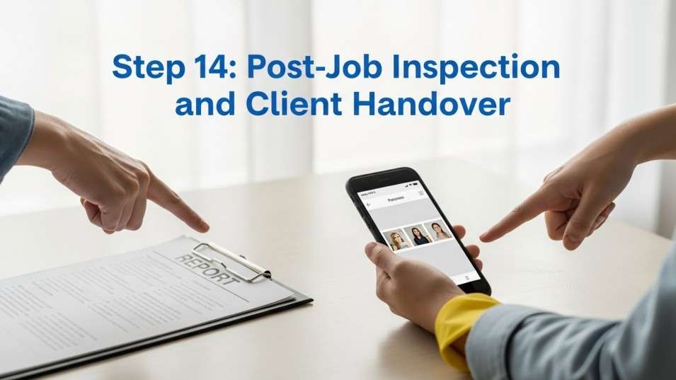 Post-job walkthrough with a simple report and photos to explain results and maintenance tips.