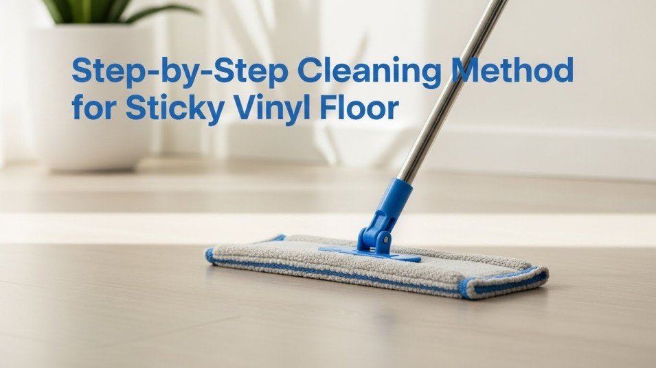 Microfiber mop cleaning a vinyl floor step-by-step.