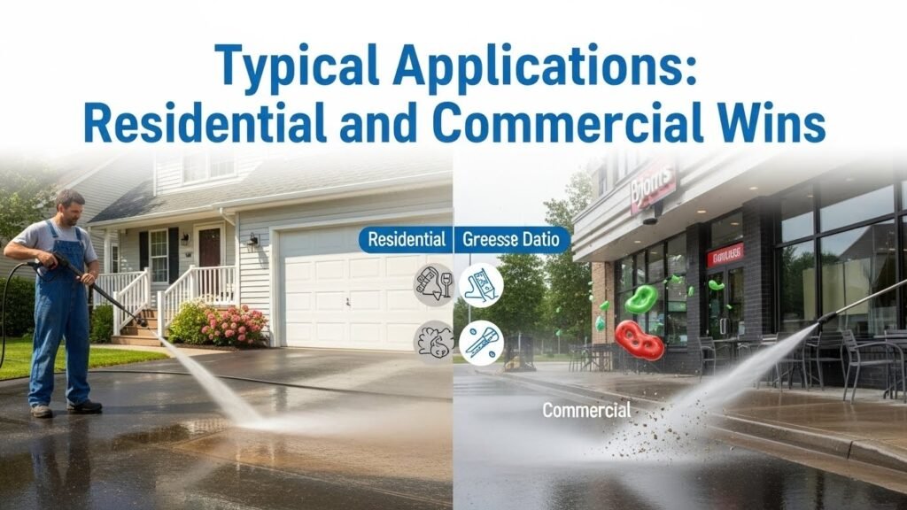 Power washing applications for homes and businesses