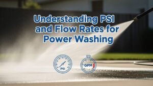 Professional thumbnail illustrating PSI and flow rates in power washing for cleaning services blog