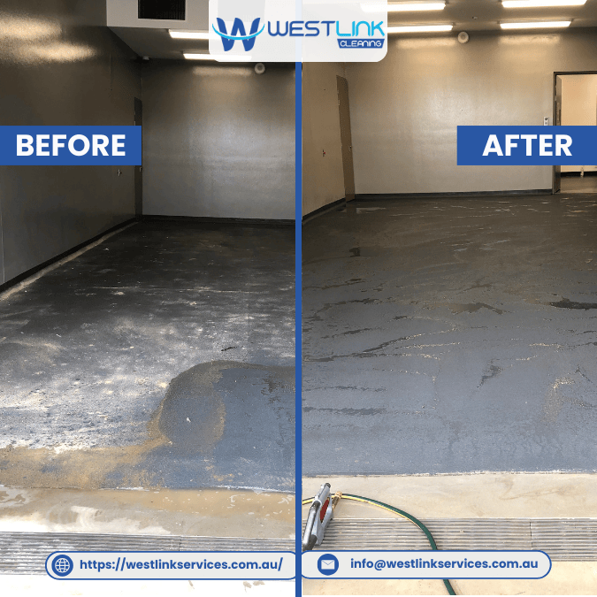 Warehouse Floor Pressure Cleaning Before & After