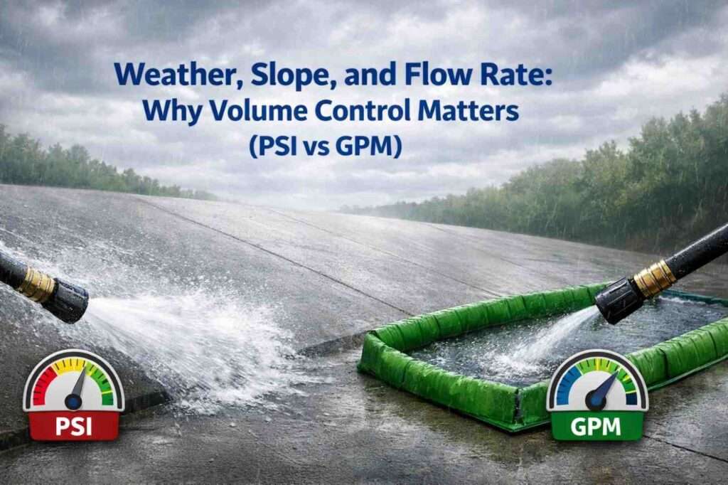 Thumbnail illustrating volume control factors in pressure washing.