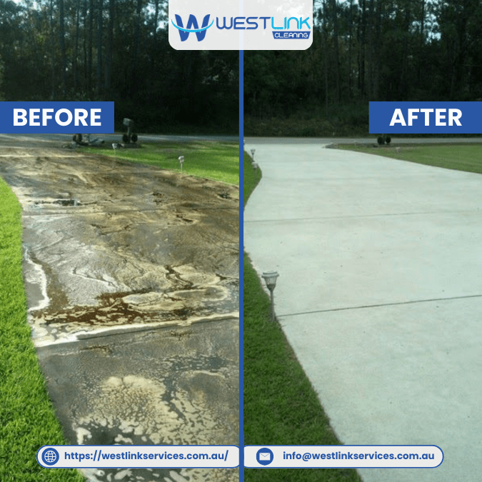 Concrete Pressure Cleaning Before & After