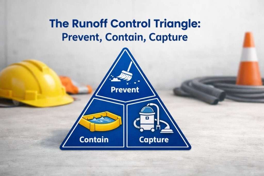 Thumbnail of the runoff control triangle strategy for safe degreaser use.