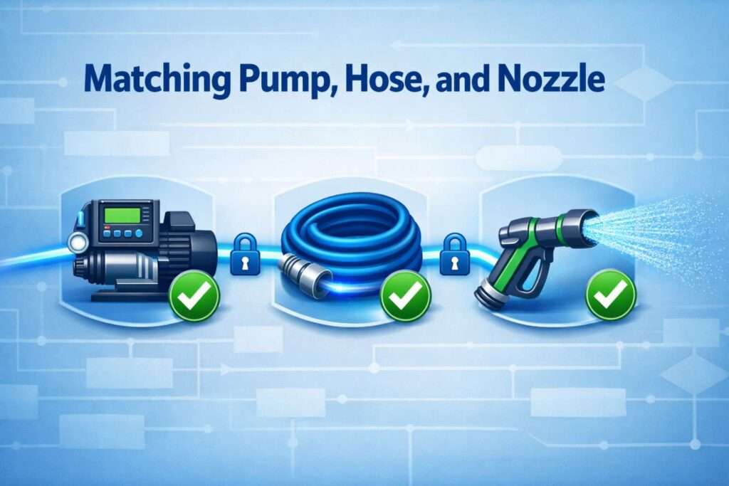 Guide to matching components for steady soft wash performance.