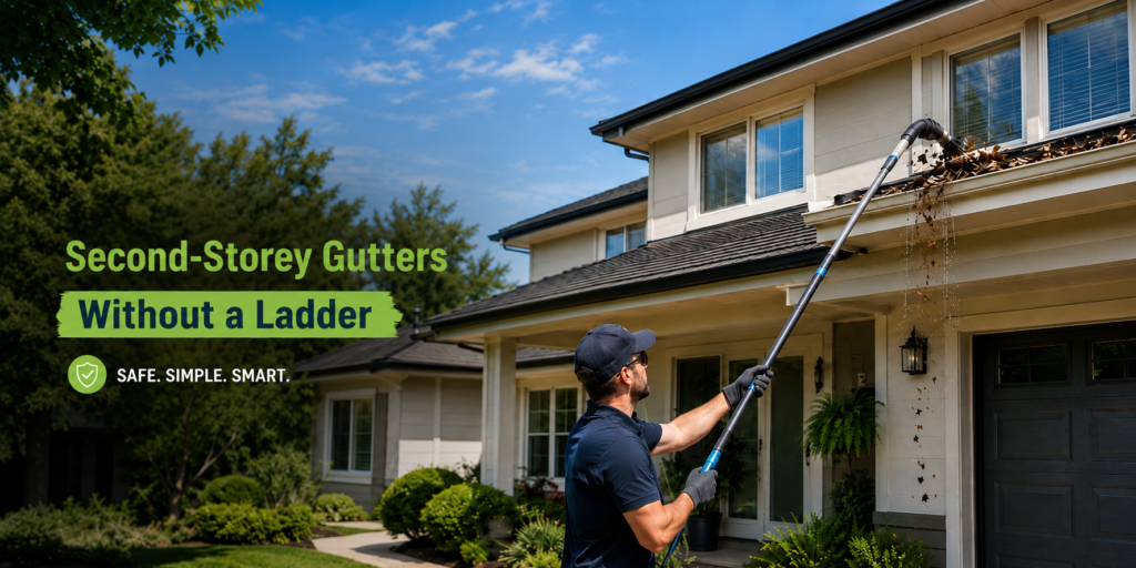 Clean high second story gutters