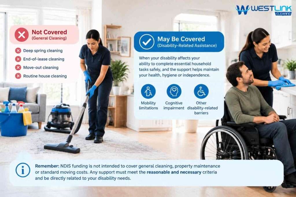 NDIS participant reviewing whether disability-related cleaning support may be funded at home