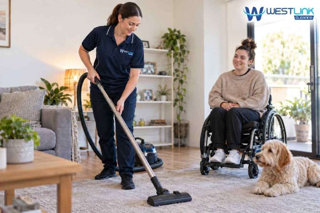 NDIS participant explaining how functional limitations affect household cleaning tasks and required support.