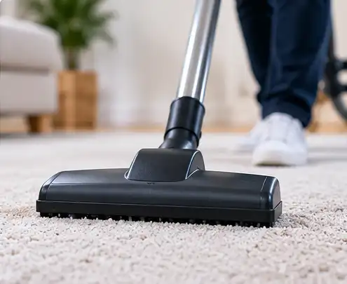 Carpet being vacuumed before professional deep cleaning