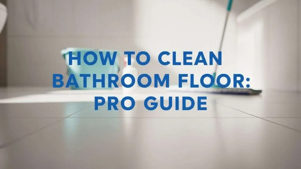 Modern bathroom with spotless floor and subtle cleaning tools